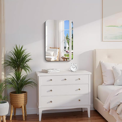 CILIBER Frameless Mirror, 16x24 Inch Rectangle Bathroom Mirror Rounded Corner, 3mm Tempered Glass Frameless Vanity Mirror with Polished Edge for Over Sink, Bedroom, Entryway, Vertical or Horizontal