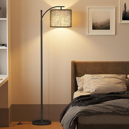 SUNMORY Arc Floor Lamp, Modern Floor Lamp with 9W 3 Color Temperatures Bulb, Metal Standing Lamps with Adjustable Hanging Lampshade, Tall Floor Lamps for Living Room, Bedroom, Office