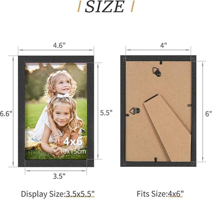 ATOBART 4x6 Black Wood Photo Frame,6 Pack Picture Frames Plexi Glass front Wall Hanging Gallery for Wall and Tabletop Display,set of 6
