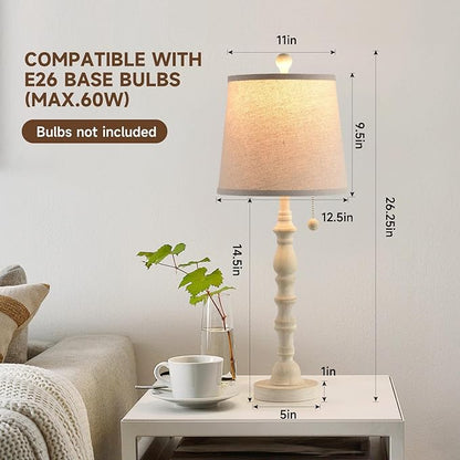 Terpsichore Modern Farmhouse Table Lamp Bedside Reading Lamps Living Room End Tables Set Lamps for Night Stands Bedroom Night Lamp,High 26.26 Inch,Sepia,with Fabric Lamp Shade,Bulb Not Included