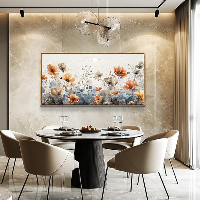 QIYILEXWART Wood Framed Large Wall Decor For Living Room Canvas Wall Art For Office Wall Decoration For Bedroom Flower Bush Paintings Farmhouse Pictures Artworks Home Decor Ready To Hang
