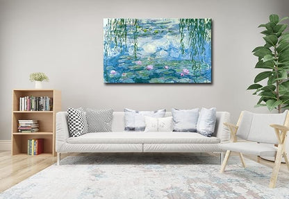 Claude Monet Canvas Wall Art - Water Lilies Classic Artwork Picture Print with Framed Painting for Home Office Wall Decor-16" x24"