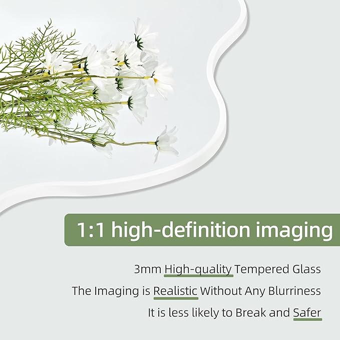 White Framed Bathroom Mirror 22''x30'', Irregular Clouds Shaped Decorative Mirrors with Tempered Glass for Bedroom Bathroom Living Room or Entryway
