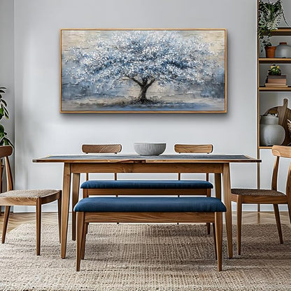 ZUITINGHUA Canvas Wall Art For Living Room Wood Framed Wall Decor For Bedroom Modern Office Decorations Grayish Blue Painting Tree Abstract Picture Canvas Prints Artwork Home Decor Posters 20x40 In