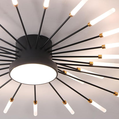 Modern Ceiling Light LED Flush Mount Ceiling Light for Living Room,Kitchen,Dining Room,Bedroom Fireworks Design Dimmable with Remote Control & Memory Function Lighting Fixture (Black,42 Light)