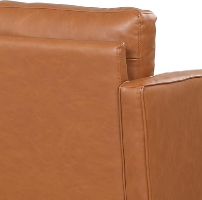 Studio Living® Lexington 75.6" Sofa, Mid-Century Modern, Pocket Coil Comfort, Easy Assembly, Vegan Leather, Carmel