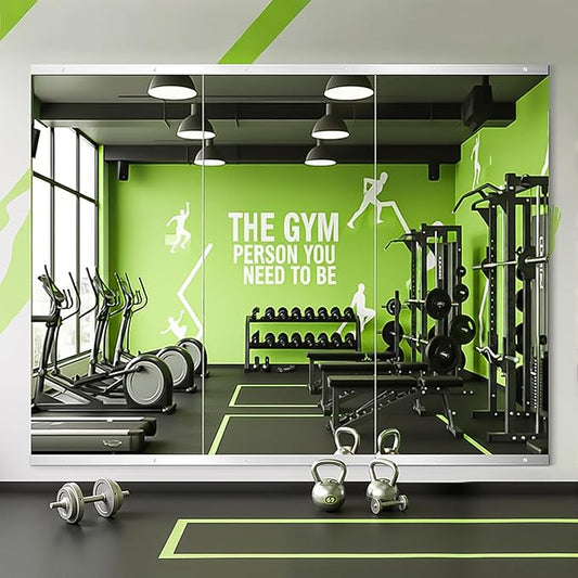 FICTOR Home Gym Mirror for Wall, 50"x25"x3 PCS Large Workout Mirrors with Tempered Glass, Full Length Frameless Body Mirror for Garage, Dance, Yoga, Bedroom