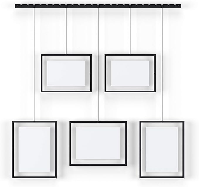 Umbra Exhibit Picture Frame Gallery Set, Adjustable Wall Collage Displays Five Photos (Two 4x6" and Three 5x7"), Set of 5, Black
