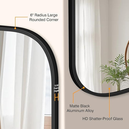 Bathroom Mirror for Wall, Black Bathroom Vanity Mirror for Over Sink 35 x 35, HD Reflection Shatterproof Square Mirror for Living Room Bedroom Entryway, Metal Frame