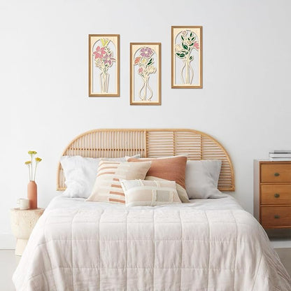 IARTTOP 3 Pcs Boho Flower Vase Wooden Wall Decor Bathroom Floral Farmhouse Decor Botanical Wood Wall Art Spring Flower Artwork for Living Room Bedroom Housewarming Gifts 7.9 x15.8 Inch