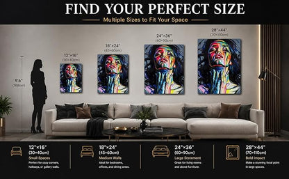 Yatsen Bridge Colorful Abstract Canvas Wall Art Graffiti Woman Art Print Street Pop Artwork Banksy Decor for Living Room Stretched and Framed Ready to Hang 24x36 inch