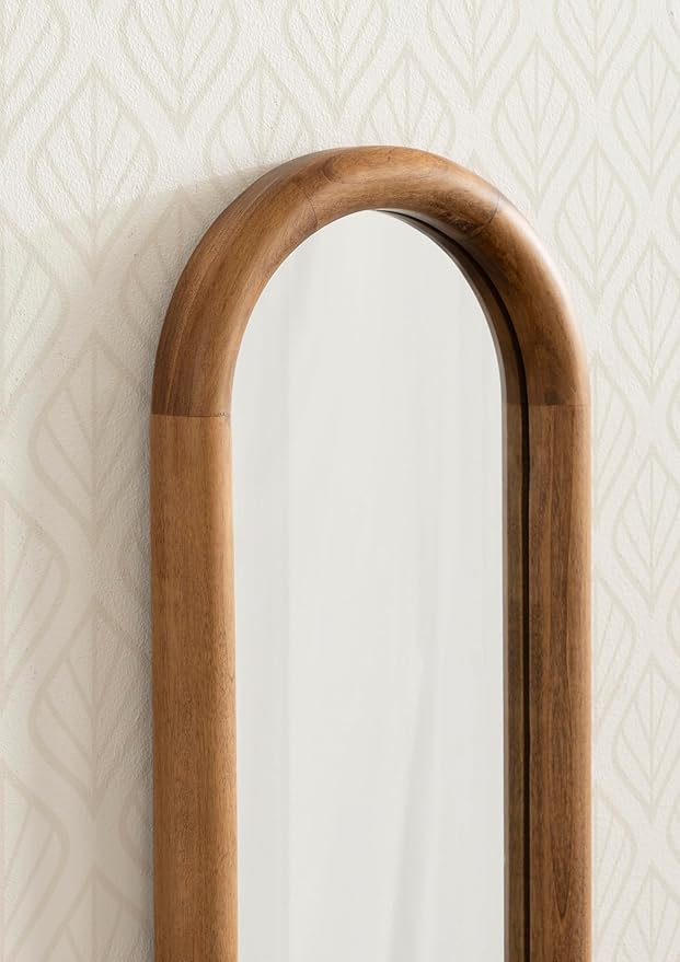 Kate and Laurel Talma Modern Slim Panel Wall Mirror, 9 x 36, Natural Wood, Transitional Narrow Mirror for Use as Versatile Entryway or Bedroom Wall Decor