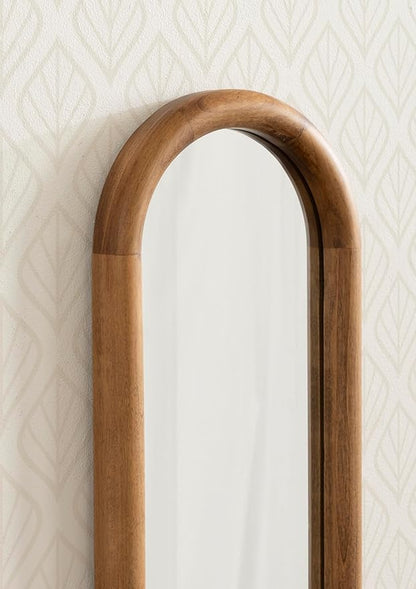 Kate and Laurel Talma Modern Slim Panel Wall Mirror, 9 x 36, Natural Wood, Transitional Narrow Mirror for Use as Versatile Entryway or Bedroom Wall Decor