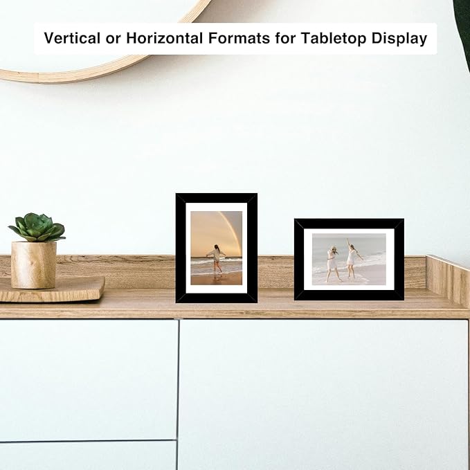 JCJMY 4x6 Picture Frame with 3.5x5 Mat Set of 6, Display Photo 3.5x5 with Mat or 4x6 without Mat, 4 by 6 Wall Poster Photo Frame with Shatter Resistant Plexiglass for Wall or Tabletop, 6 Pack, Black