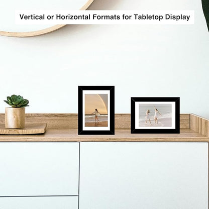 JCJMY 4x6 Picture Frame with 3.5x5 Mat Set of 6, Display Photo 3.5x5 with Mat or 4x6 without Mat, 4 by 6 Wall Poster Photo Frame with Shatter Resistant Plexiglass for Wall or Tabletop, 6 Pack, Black