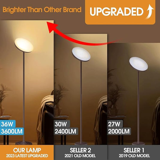hanaking Floor Lamp, 30W/2600LM Super Bright Floor Lamp with Remote Control, Stepless Adjust Color Temperatures and Brightness, Torchiere Standing Lamp for Living Room Bedroom Office