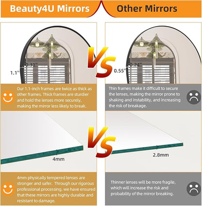 Beauty4U 71" x 32" Arched Full Length Mirror, HD Tempered Glass Floor Mirror with Black Aluminum Frame, Standing/Leaning/Wall Mounted Mirror for Bedroom, Dressing Room & Living Room