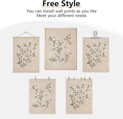 Vintage Botanical Wall Art Neutral Floral Prints Farmhouse Flower Canvas Wall Decor Watercolor Wildflower Pictures Nature Minimalist Artwork for Living Room Bedroom 24x36 Inch Unframed Set of 2