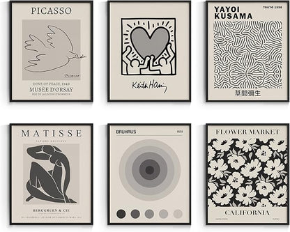 Habseligkeit Gray Master Wall Art Prints, Abstract Matisse Wall Art Exhibition Posters, Vintage Wall Art Prints, Retro Room Decor for Aesthetic Bedroom 8x10inch, Unframed