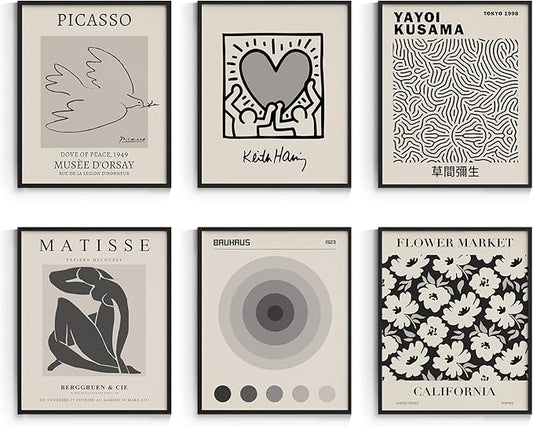 Habseligkeit Gray Master Wall Art Prints, Abstract Matisse Wall Art Exhibition Posters, Vintage Wall Art Prints, Retro Room Decor for Aesthetic Bedroom 8x10inch, Unframed
