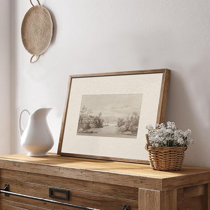 Uniro Neutral Wall Art for Home Decor, Farmhouse Landscape Sketch Drawing Wall Decor, Rustic Nature Canvas Prints Antique Neutral Landscape Oil Painting Vintage Art Pictures for Bedroom Bathroom Decor( 8" x 10"-UNFRAMED)