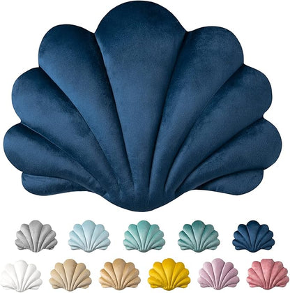 Ashler 3D Throw Pillows Shell Shaped Accent Throw Pillow, Soft Velvet Insert Included Cushion for Couch Bed Living Room, Pack of 1, Navy Blue, 18 X 13 inches