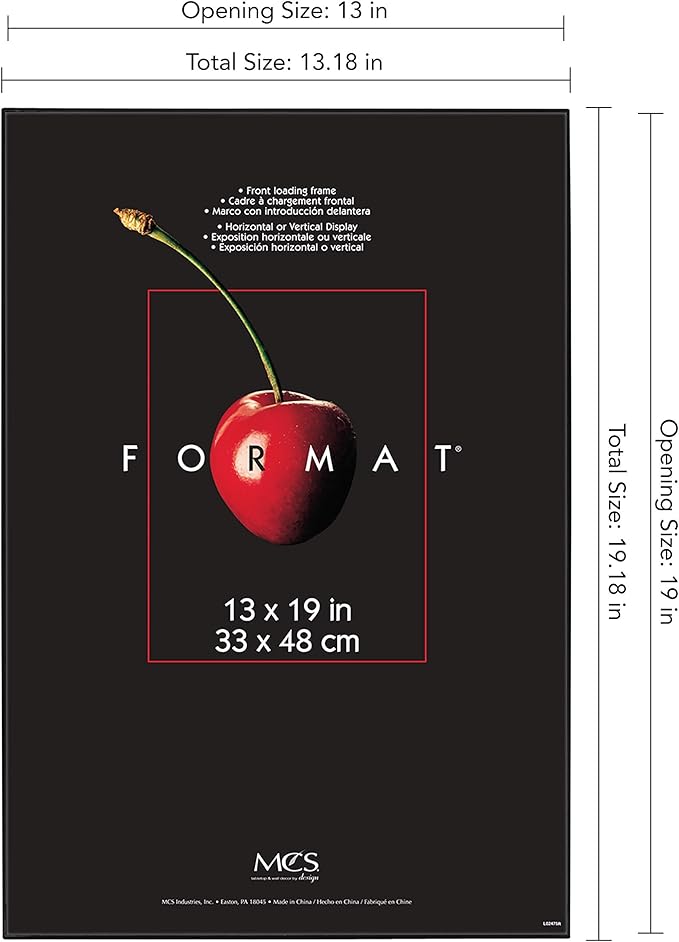 MCS Format 13x19 Poster Frame Black Woodgrain, Vertical & Horizontal Wall Hanging Large Picture Frame for Photos, Posters & Art Prints (6-Pack)