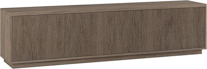 Henn&Hart Fluted TV Stand for TVs up to 85" with 2 Concealed Ribbed Storage Cabinets and Adjustable Shelves for Living Room, Family Room, or Office, Weathered Gray