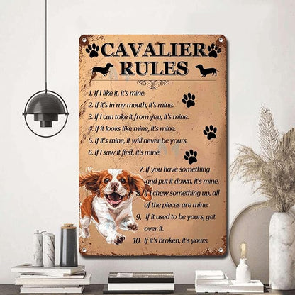 Metal Sign Tin Sign Vintage Wall Art Cavalier Rules Garage Sign for Room 6×8 Inches