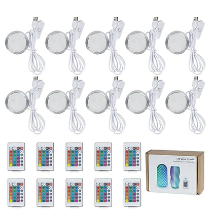 10PCS Remote Control RGB LED Lamp Kit 001 for Bambu Lab H2D/X1/P1P/A1 Multicolor Includes Button Battery Makerworld for Anycubic Makeronline 3D Printer Light DIY Hardware Model Parts USB