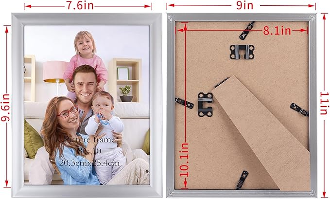 Giftgarden 8x10 Picture Frame Silver Set of 12, Multi Modern 8 by 10 Photo Frames Bulk for Wall or Tabletop Display