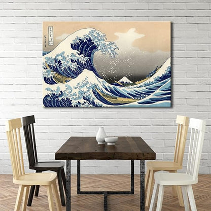 Wieco Art Great Wave of Kanagawa Katsushika Hokusai Extra Large Modern Gallery Wrapped Giclee Canvas Prints Abstract Seascape Sea Artwork Pictures Paintings on Canvas Wall Art for Home Decor XL