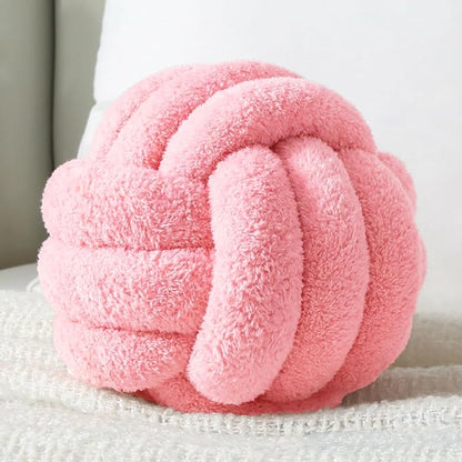 Knot Pillow Ball Plush - Decorative Throw Pillows for Bed Relieve Stress, Round Knot Cushion for Sofa Decor Pet Toy, Pink 8 inch