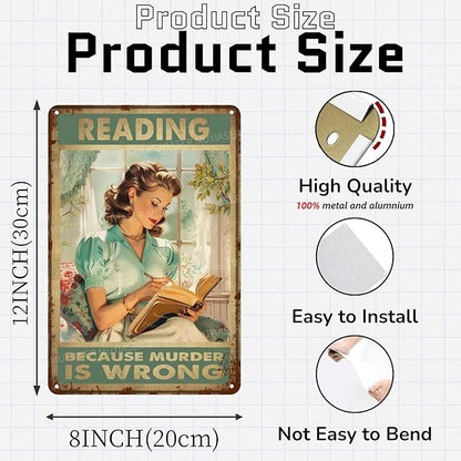Metal Signs Reading Because Murder Is Wrong Vintage Signs Retro Aluminum Tin Sign for Toilet Washroom Garden Home Bar Cafe Decor 8x12 Inch
