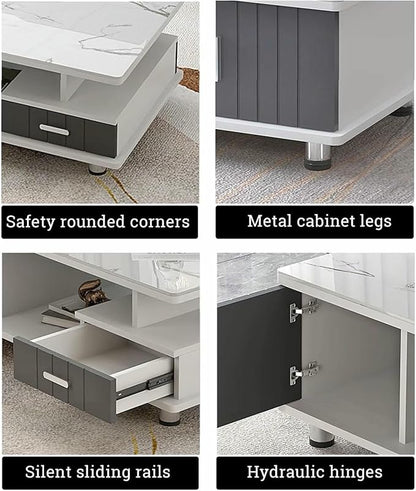 Extendable TV Stand Modern Entertainment Center with Drawers Rectangle TV Console Table for Living Room Bedroom~/