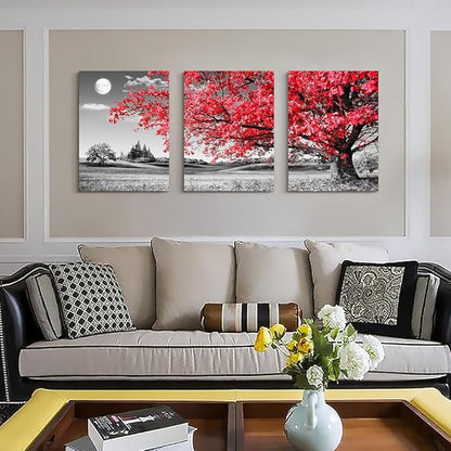 MHARTK66 Wall Decor - Large Size Canvas Wall Art For Living Room & Bedroom - Black and White Landscape Framed Wall Pictures - 3 Pieces Ready To Hang