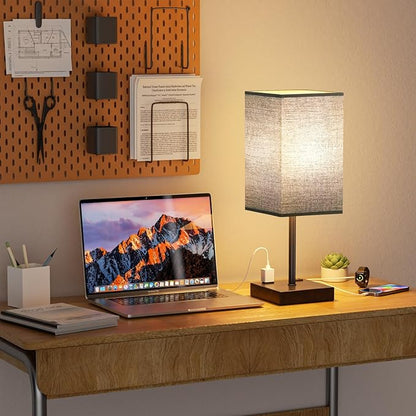 aooshine Plus Set of 2 Black Lamp for Nightstand - Touch Lamps for Bedroom, 3000K White Light for Living Room, Bedside Table Lamp for Men