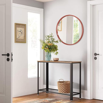 AOAOPQ Round Framed Mirror for Wall Mounted Makeup Red Brushed Rounded Corner Small Mirror Metal Frame Mirrors for Vanity Home Bedroom Living Room Entrance Porch