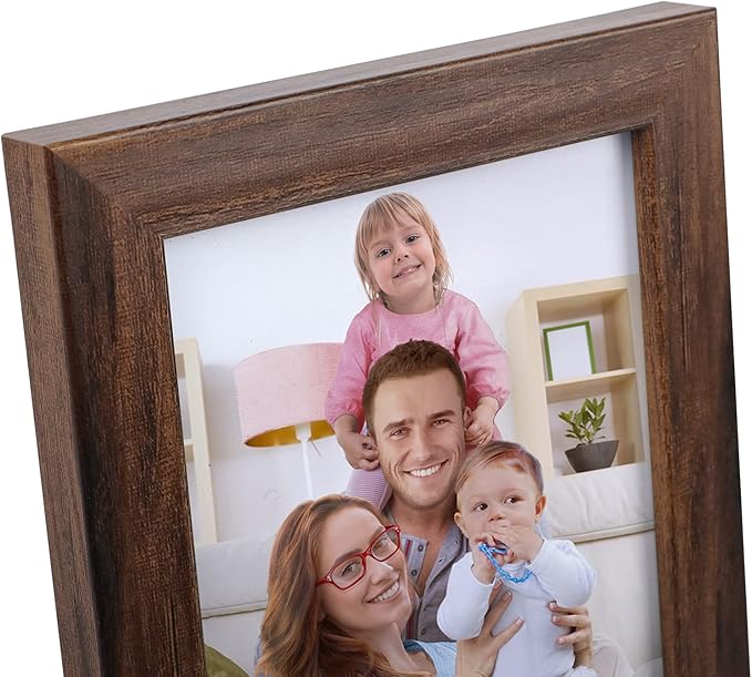 Giftgarden 5x7 Picture Frame Brown Set of 12, Multi Rustic Walnut Wood-Color 5 by 7 Photo Frames Bulk for Wall or Tabletop Display