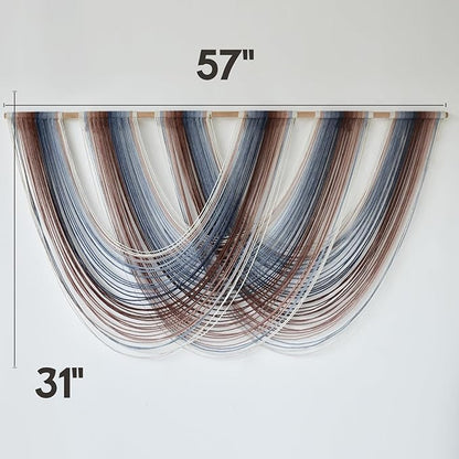 Macrame Wall Hanging Boho Wall Decor Red Blue Gradient Fiber Wall Art Handmade Yarn Wall Decor for Living Room Bedroom Nursery Apartment 57" W x 31" L