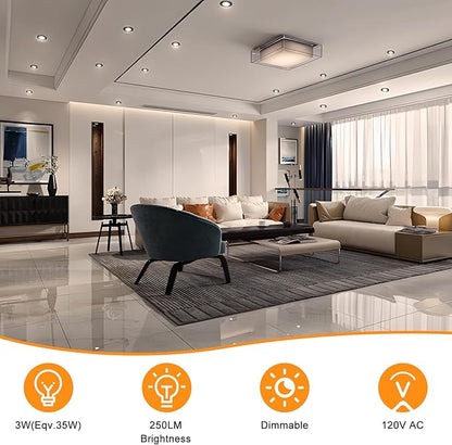 2 Inch LED Recessed Lighting, Dimmable Downlight 3W(35W Halogen Equivalent), CRI80, 5000K Daylight White Ceiling Light with LED Driver (16 Pack)