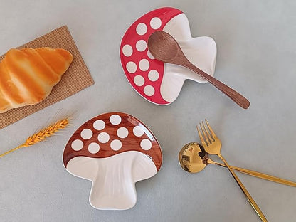 Ceramic Spoon Rest for Stove Top & Kitchen Counter Spoon Holder for Stove & Cooking Spoon Holder for Ladle Cute Spoon & Utensil Rest Spatula Rest, Mushroom Kitchen Decor & Accessories (Rustic Brown)