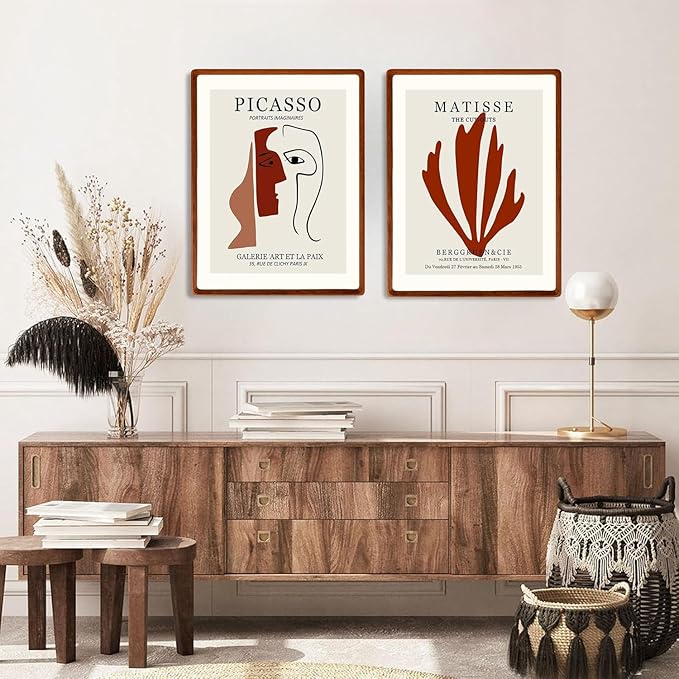 FLECHAZO Solid Walnut 18x24 Frame, Natural Wood 18 x 24 Poster Frame with Mat for 16x20 Photos, Gallery Wall Picture Frame for Wall Mounting Display