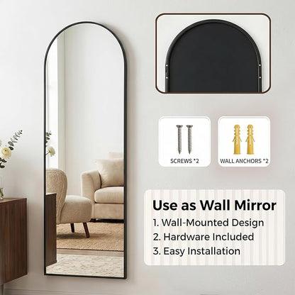 Antok Full Length Over-the-Door Hanging Mirror - Freestanding Wall Mount Leaning Body Mirror for Bedroom Living Room Entryway, 48" L x 14" W, Black
