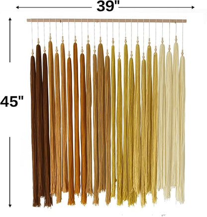 IOWER Macrame Wall Hanging Beads Tassels Decor Boho Yarn Art for Bedroom Living Room or Nursery Aesthetic Bohemian Woven Tapestry for Home 39" W x 45" L