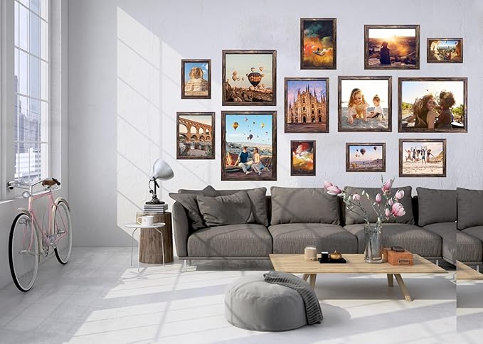 20x30 Picture Frame set of 3, Woode Frame brown, Vertical & Horizontal Wall Hanging Large Studio Gallery Poster Frame for Photos, Posters & Art Prints best gift