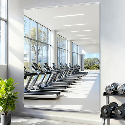 Amorho Gym Mirror, 67''x28''(Each)-2PCS Frameless Mirror for Gym Wall, Tempered Glass, Used for Home Gym, Yoga Studios, Dance Rooms, Garage Gyms.