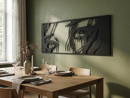 Vailla Wall Art Decor Minimalist Abstract Woman Eyes Wall Decoration Wooden Modern 3D Sculptures Line Drawing Art Decor Female Wall Hanging for Bedroom Kitchen Bathroom Living Room