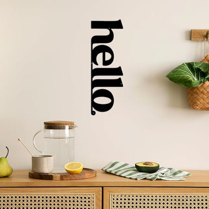 Vineland Metal Wall Art, Large Black Hello Sign Sculpture, 23.6 x 7.6 Inches, Minimalist Design, Indoor&Outdoor Hanging Decor, Matte Finish
