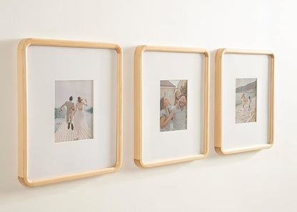 Kate and Laurel Inglewood Modern Wall Picture Frame Set of 3; 11x14 matted to 5x7; Natural Wood; Three-Piece Frame Set for Gallery Wall Accent Set in Living Room Decor
